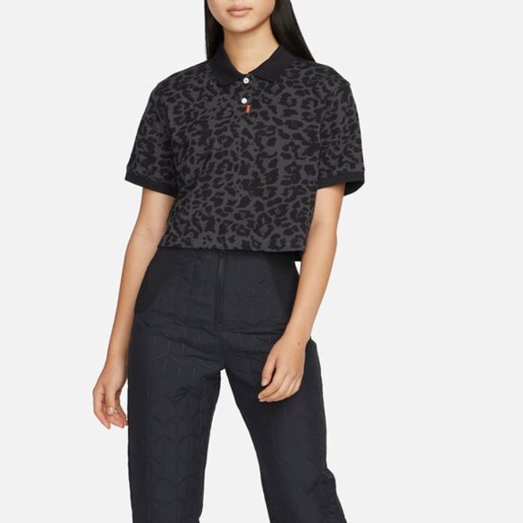 NIKE Animal Print Short Sleeve Golf Polo Crop - Picture 8 of 8